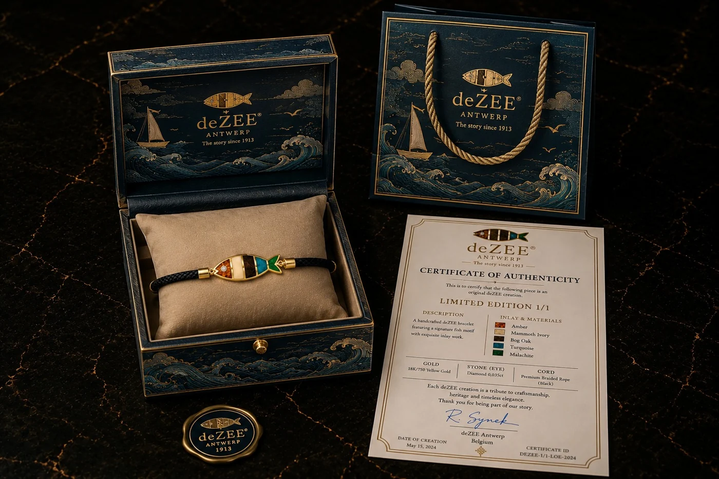 deZEE Fish — presentation box, gift bag and Certificate of Authenticity